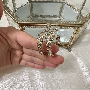 2022 Authentic Chanel Chain Link Hoop Earrings